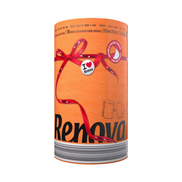 Renova orange paper towel roll, single jumbo roll, 2-ply, 120 sheets