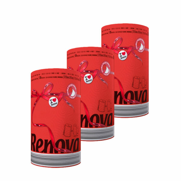 Renova red paper towel jumbo rolls, set of 3 multipack