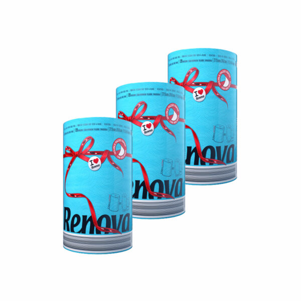 Renova Blue Paper Towel Jumbo Roll 2-Ply 120 Sheets, Set of 3