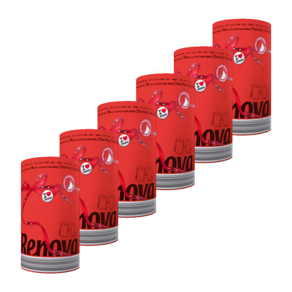 Renova red paper towel jumbo rolls, set of 6 pack