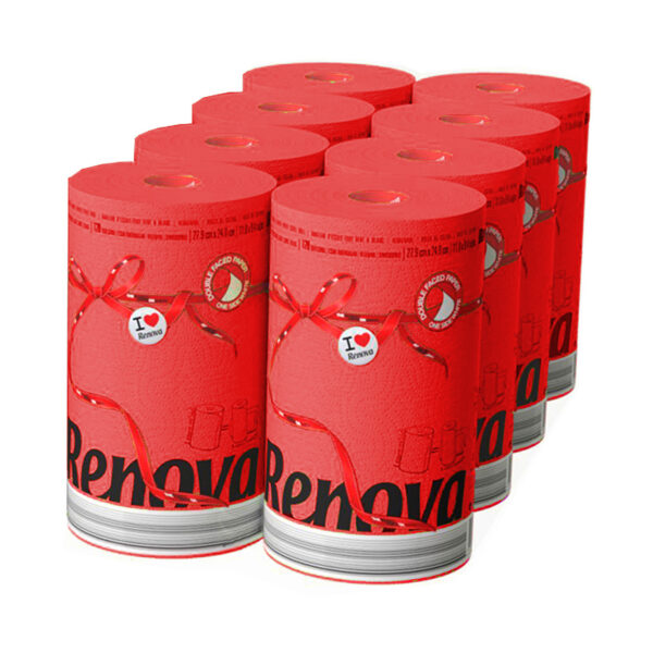 Renova red paper towel jumbo rolls, case of 8