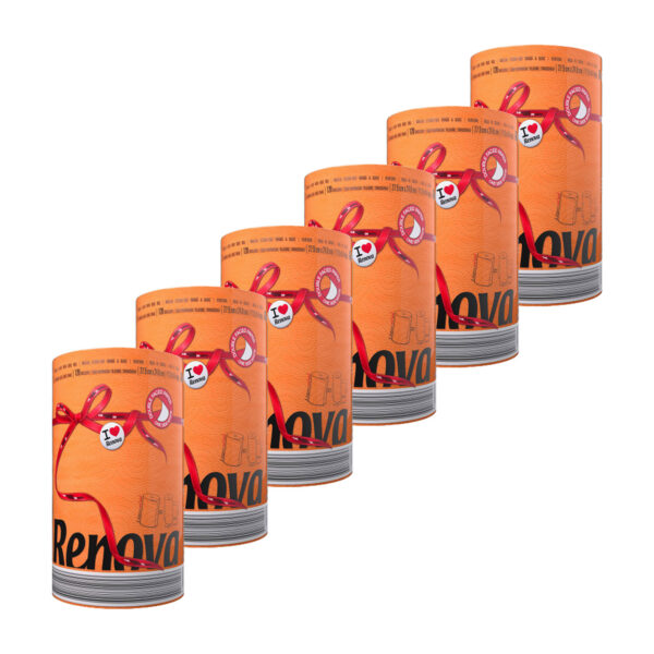 Renova amber orange paper towels 6-pack, jumbo roll set