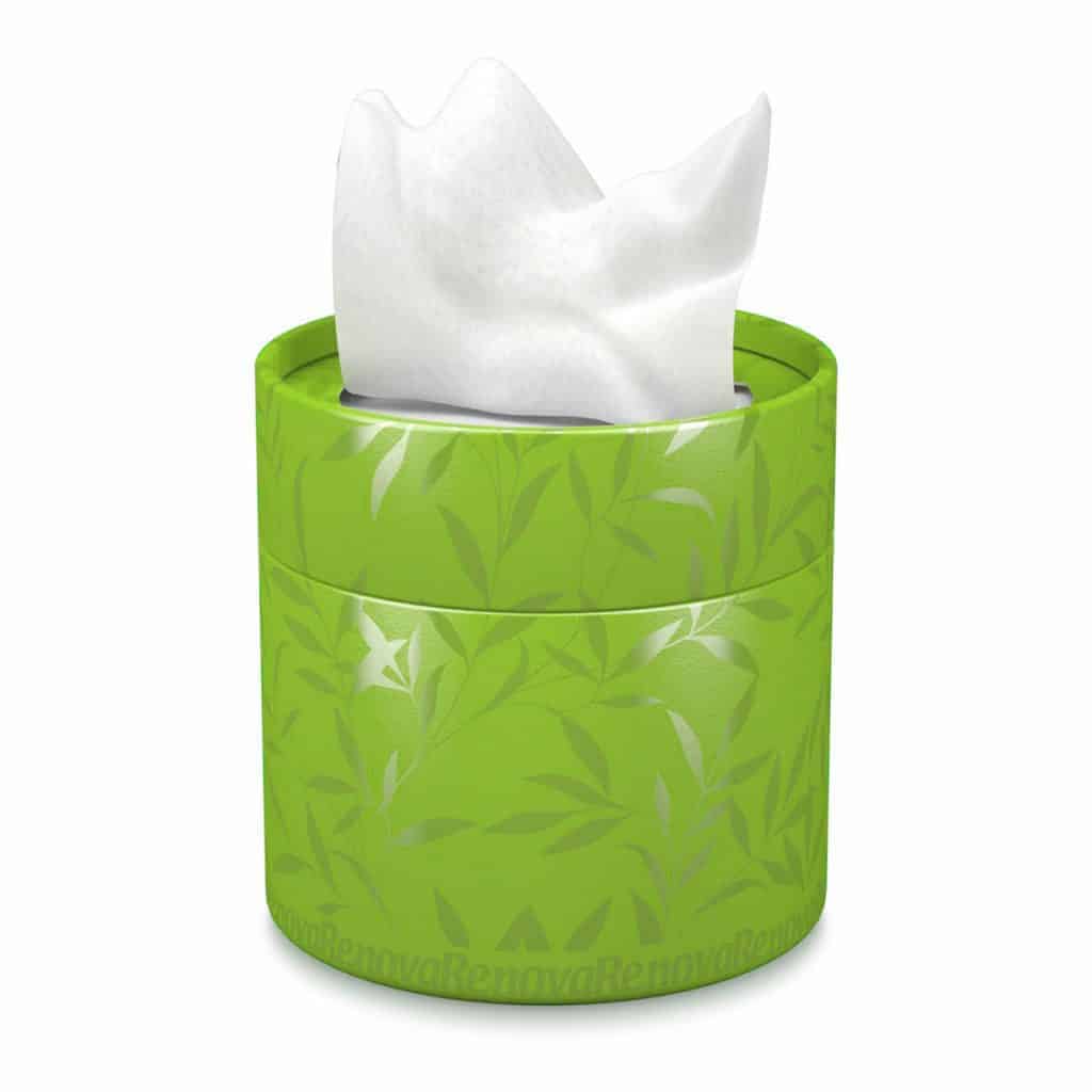 White Facial Tissue Colored Round Green Box 3 Ply 40 Tissues