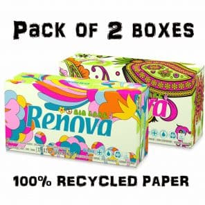 Recycled Scented Facial Tissues 3-Ply with Lotion- 80 White Tissues/Flat Box- Set of 2