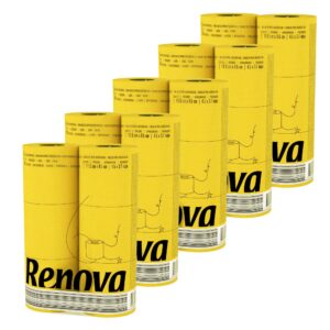 Renova 5-Pack Yellow Toilet Paper - choose your color and enhance the mood of your toilet - 30 Compact Rolls - 140 Sheets - 3 Ply - Eco-label Certified - Septic System Safe