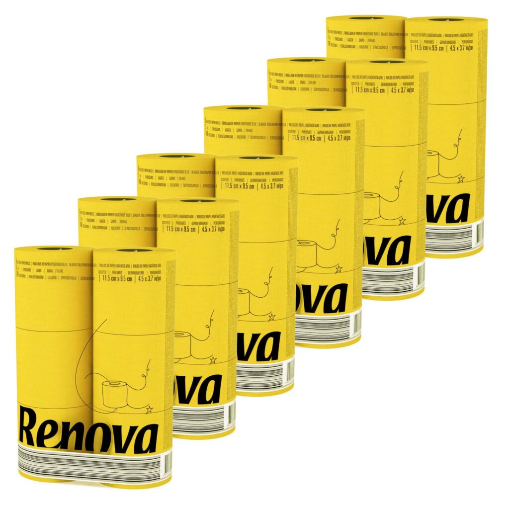 Renova Yellow Toilet Paper 6-Pack, 6 Rolls Each, 140 Sheets
