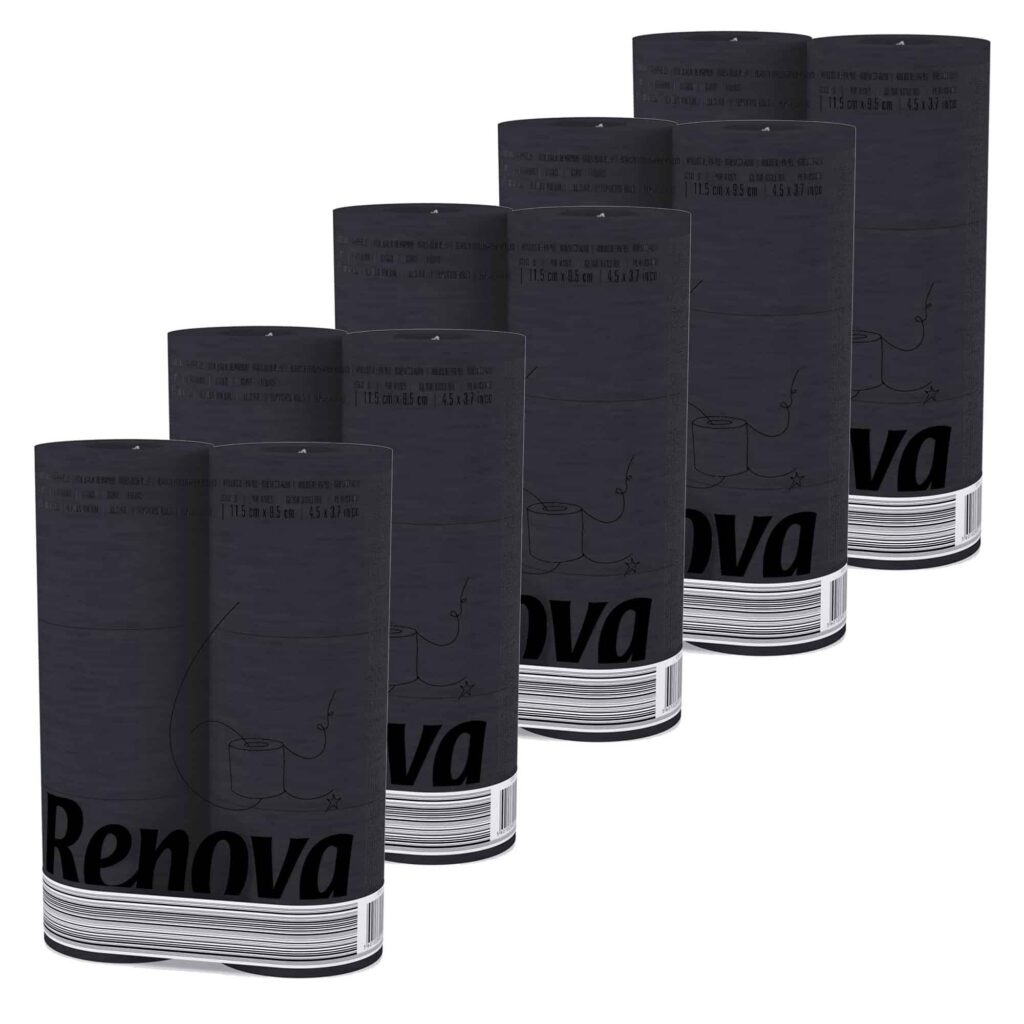 Black Toilet Paper 3-Ply, 6 Rolls, 140 Sheets