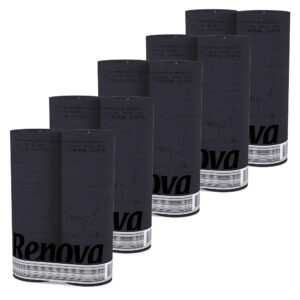 Renova Black Toilet Paper – 30 Rolls (5 Packs of 6) - 3 Ply Tissue