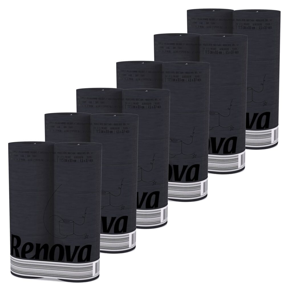 Black Toilet Paper 3-Ply, 6 Rolls, 140 Sheets, 6 Pack