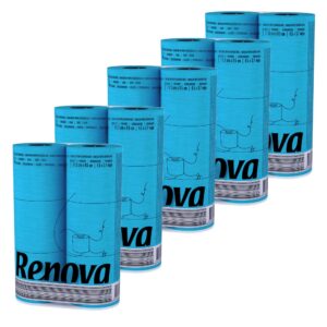 Renova 5-Pack Blue Toilet Paper -choose your color and enhance the mood of your toilet - 30 Compact Rolls- 140 Sheets - 3 Ply - Eco-label Certified - Septic System Safe.
