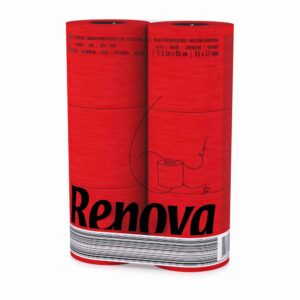 Renova Red Toilet Paper 3-Ply -Ideal for Decorating Your Home or Office - Pack of 6 Compact Size Rolls- 140 Sheets - Eco-label Certified - Dermatologically Tested - Septic Safe - Sustainable & Soft.