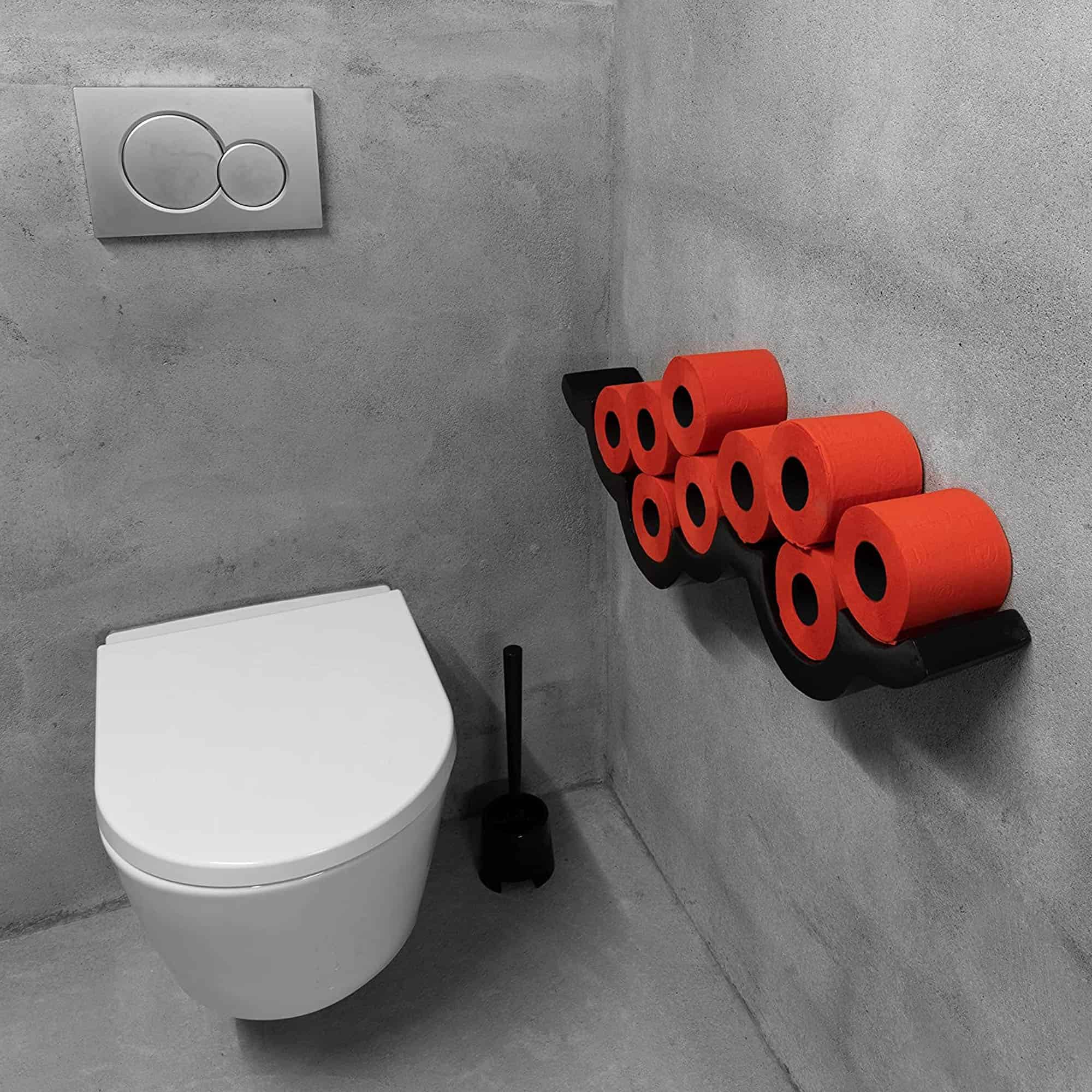 red toilet paper rolls