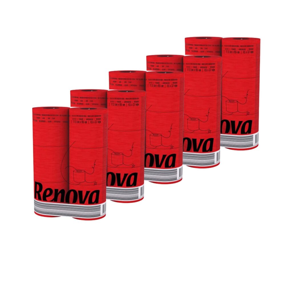 Red Toilet Paper 3-Ply, 6 Rolls, 140 Sheets, 5 Pack