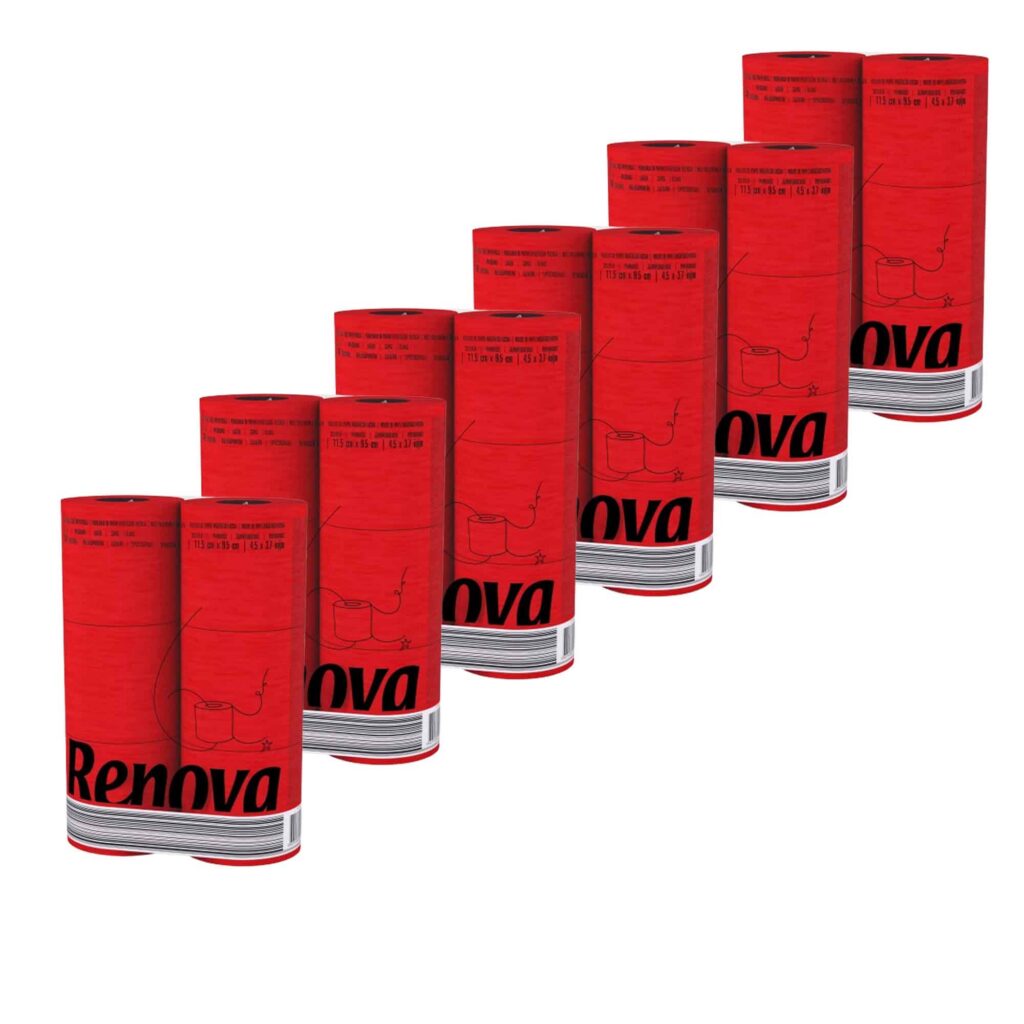 Red Toilet Paper 3-Ply, 6 Rolls, 140 Sheets, 6 Pack