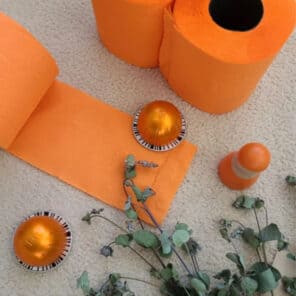 orange gift box tissue bog roll toilet paper bath colored scented loo strong 3-ply pack soft