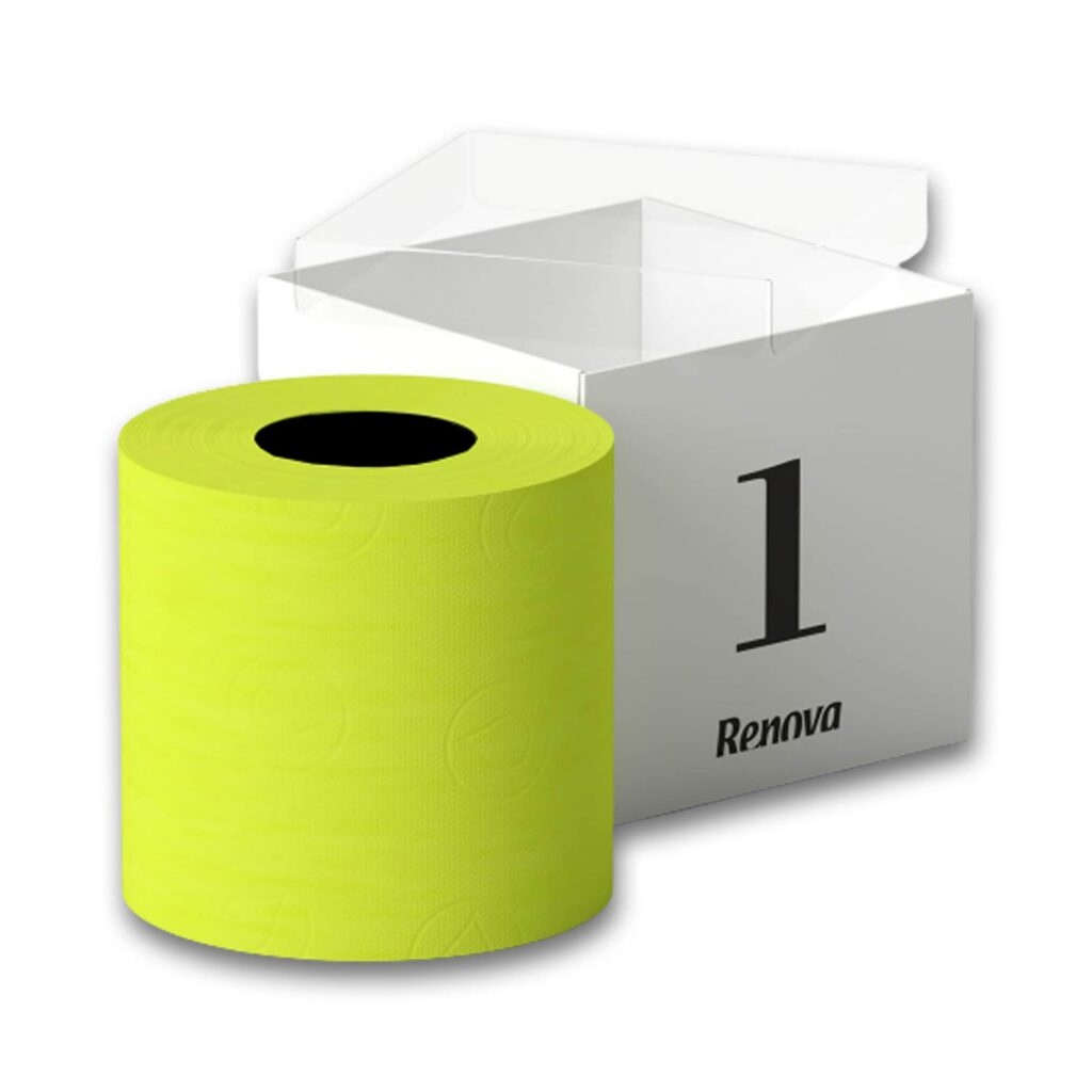 Renova Lime Green Toilet Paper Gift Box, 1 Roll, 3-Ply, 140 Sheets