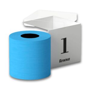 Renova Blue Toilet Paper Gift Box - 1 Rolls, 3-ply, 140 Sheets - Luxurious and Original - Ecolabel Certified, Dermatologically Tested, Septic Safe