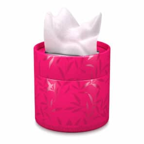 White Facial Tissue Pink Round Box 3 Ply 40 Tissues