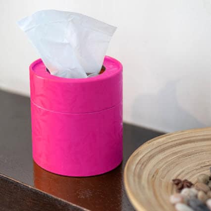 White Facial Tissue Pink Round Box