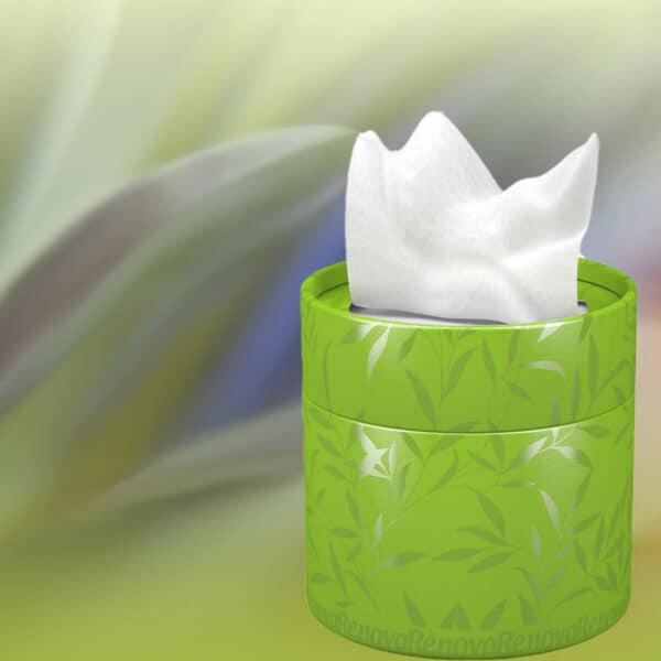White Facial Tissue Lime Green Round Box