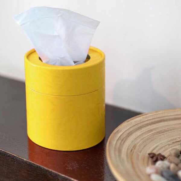 White Facial Tissue Yellow Round Box
