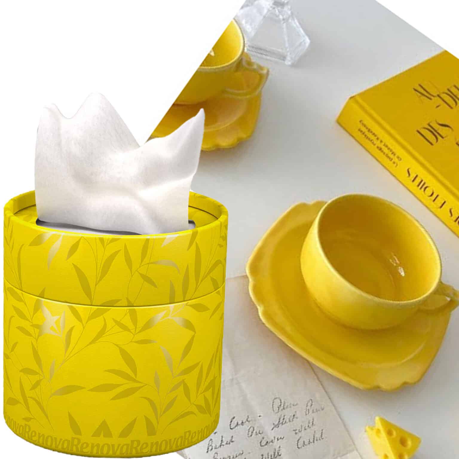 White Facial Tissue Colored Round Yellow Box 3 Ply 40 Tissues