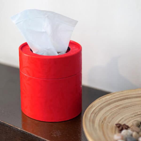 White Facial Tissue Red Round Box