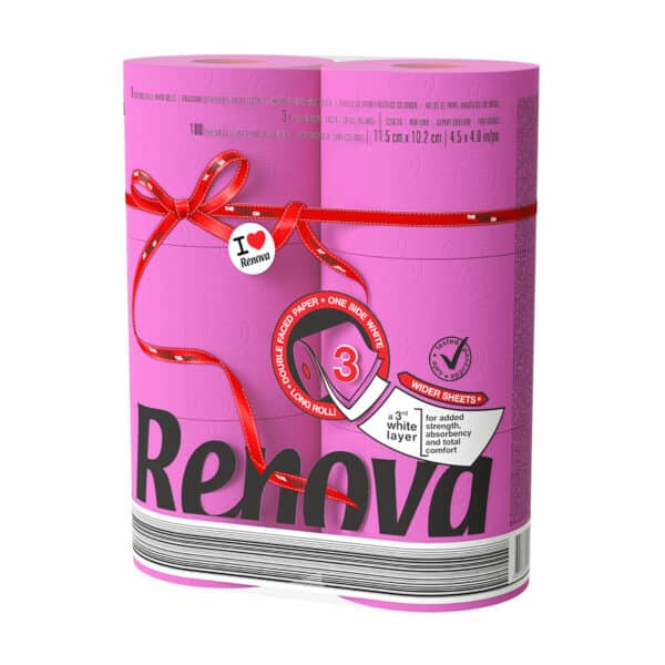 Pink Toilet Paper Jumbo Pack | Renova | 3-Ply Rolls