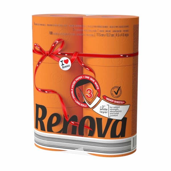 Orange Toilet Paper Jumbo Pack | Renova | 3-Ply Rolls
