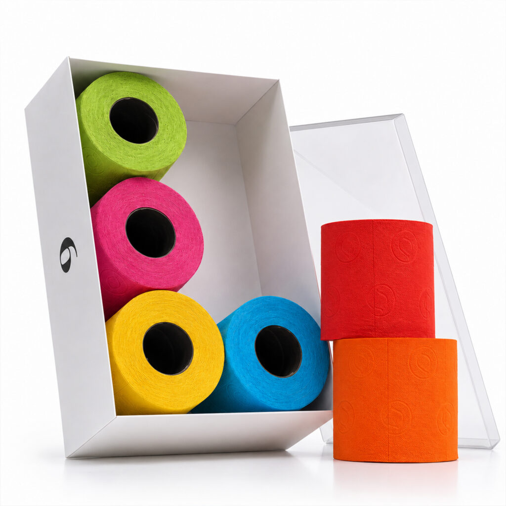 Multicolor Toilet Paper Gift Box, 3-Ply, 6 Rolls, 140 Sheets Each