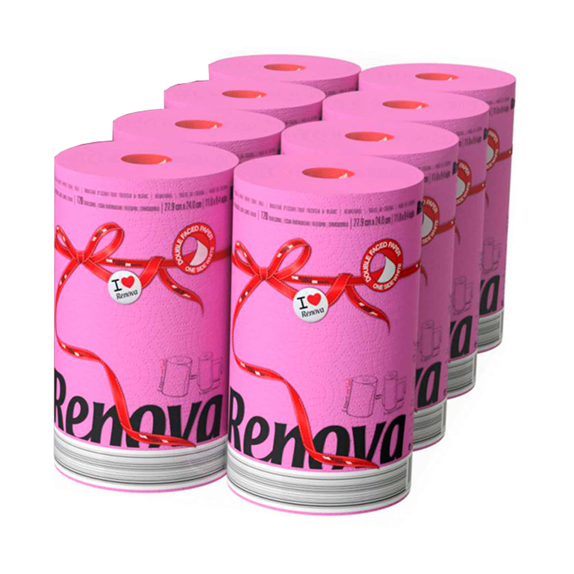  Renova 18 Pink Toilet Paper Jumbo Rolls- 3 Packs of 6