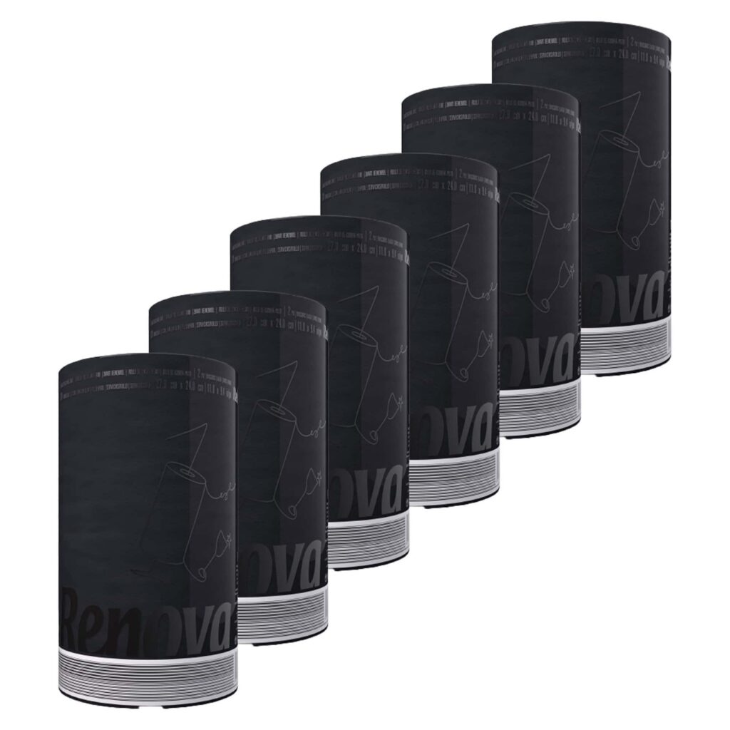 Renova Black Paper Towel Jumbo Roll 2-Ply 120 Sheets, 6 Rolls