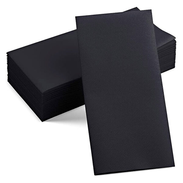 Linen-Feel Colored Paper Dinner Napkins Folded 2-Ply Black 25 Sheets