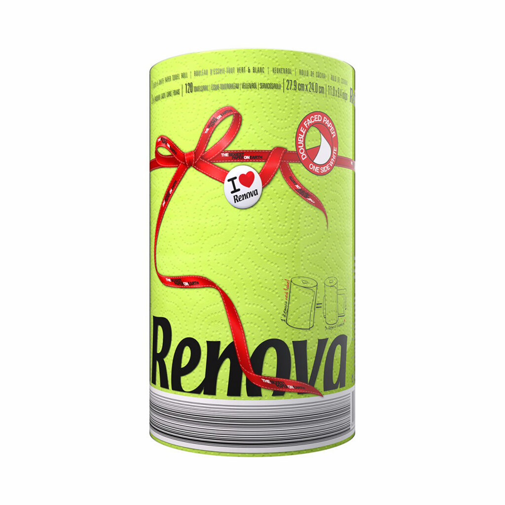 Renova Lime Green Paper Towel Jumbo Roll – 2-Ply, 120 Sheets (Single Roll)