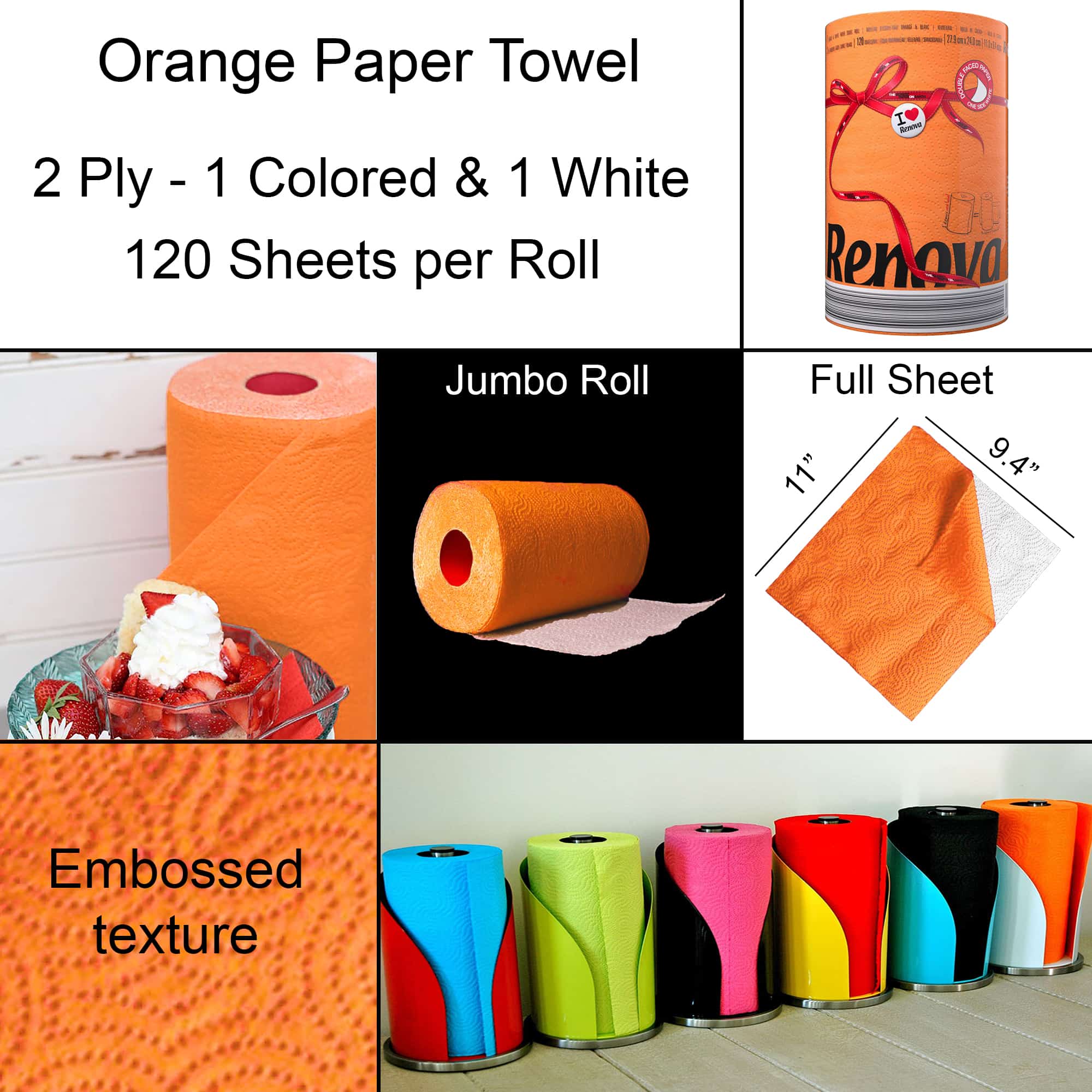 Orange Paper Towel Pack, Renova