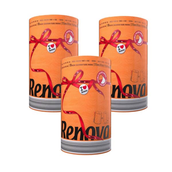 Orange Paper Towel 3-Pack | Renova | 2-Ply Jumbo Rolls