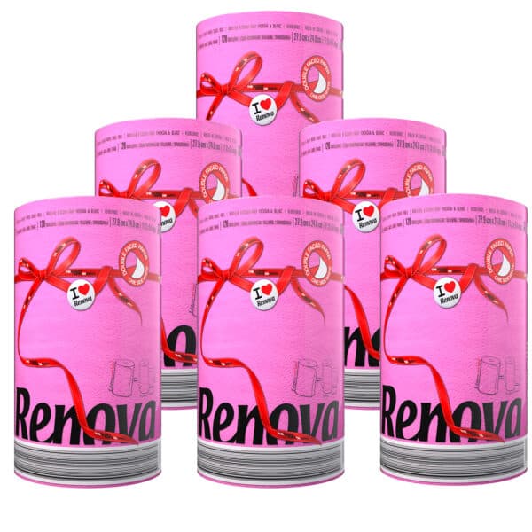 Pink Paper Towel 6-Pack | Renova | 2-Ply Jumbo Rolls