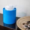 White Facial Tissue Blue Round Box