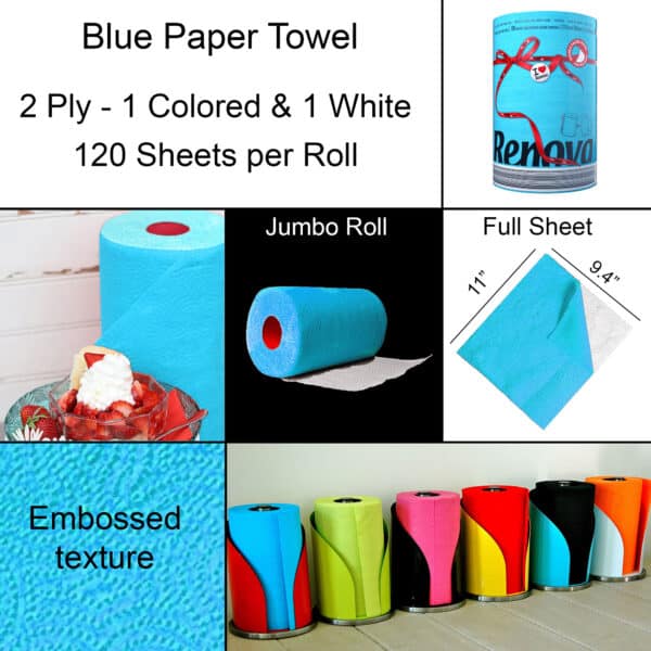 Paquete de toalla de papel azul | Renova | Rollo jumbo de 2 capas