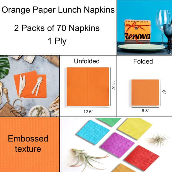 Naranjas de papel de papel 2 paquete de 2 | Renova | 70 servilletas | 1 capa