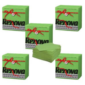 Green Paper Napkins 5-Pack | Renova | 70 Napkins | 1-Ply