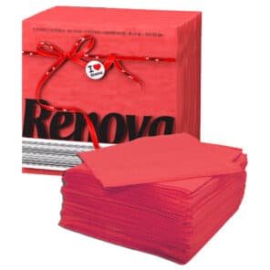 Red Paper Napkins 2-Pack | Renova | 70 Napkins | 1-Ply