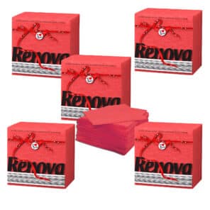 Red Paper Napkins 5-Pack | Renova | 70 Napkins | 1-Ply