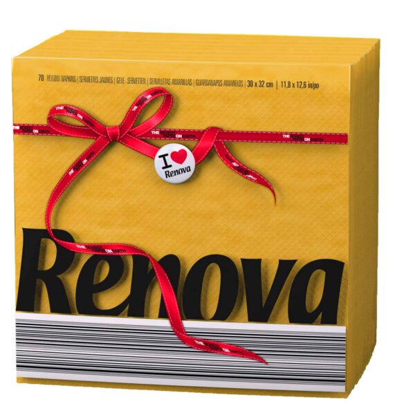 Renova Yellow Paper Napkins Folded 1 Ply 2 sets of 70 Napkins