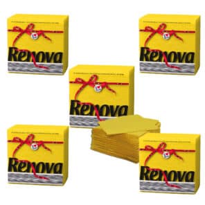 Yellow Paper Napkins 5-Pack | Renova | 70 Napkins | 1-Ply