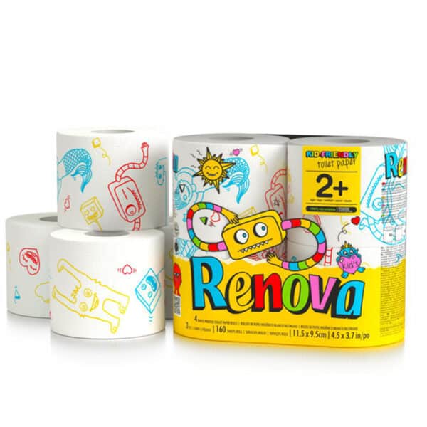Renova Kids Toilet Paper 4 Rolls Pack - 3 Ply - 160 Sheets per Roll