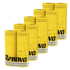 Yellow Toilet Paper 5-Pack | Renova | 3-Ply Rolls