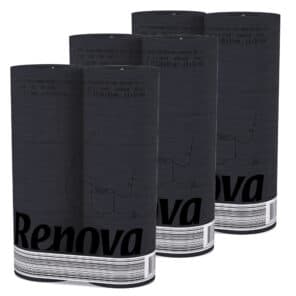 Black Toilet Paper 3-Pack | Renova | 3-Ply Rolls