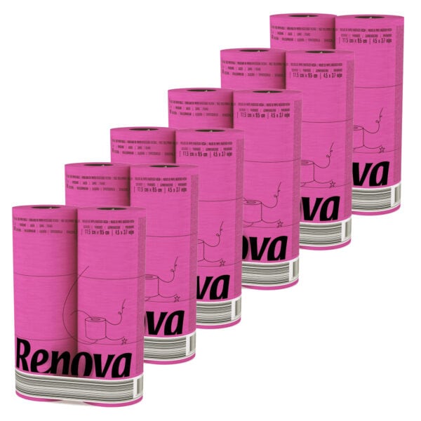 Pink Toilet Paper 6-Pack | Renova | 3-Ply Rolls