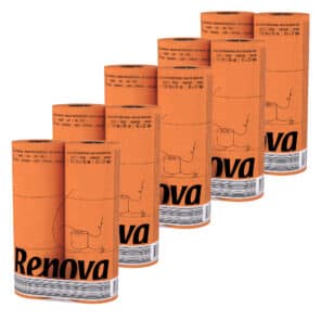 Orange Toilet Paper 5-Pack | Renova | 3-Ply Rolls